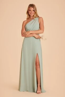 Kira Dress - Sage -Elegance Bridal Store BIRDY GREY KIRA SLIT CHIFFON BRIDESMAID DRESS SAGE 03