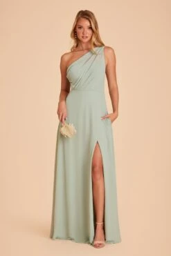 Kira Dress - Sage -Elegance Bridal Store BIRDY GREY KIRA SLIT CHIFFON BRIDESMAID DRESS SAGE 05
