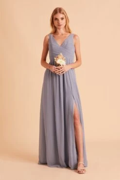 Laurie Empire Dress - Dusty Blue
