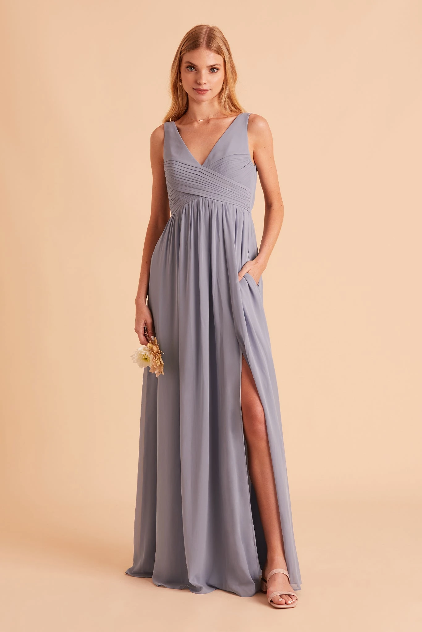 Laurie Empire Dress - Dusty Blue 5 Laurie Empire Dress - Dusty Blue - Image 3