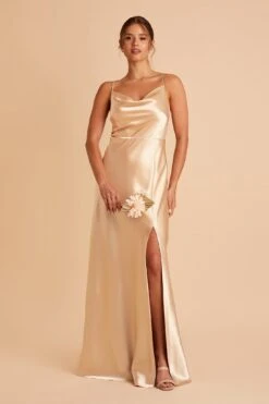 Lisa Long Shiny Satin Dress - Gold -Elegance Bridal Store BIRDY GREY LISA BRIDESMAID DRESS GOLD 04 6052f6a5 979e 4e4e aed3 88bd83d76110