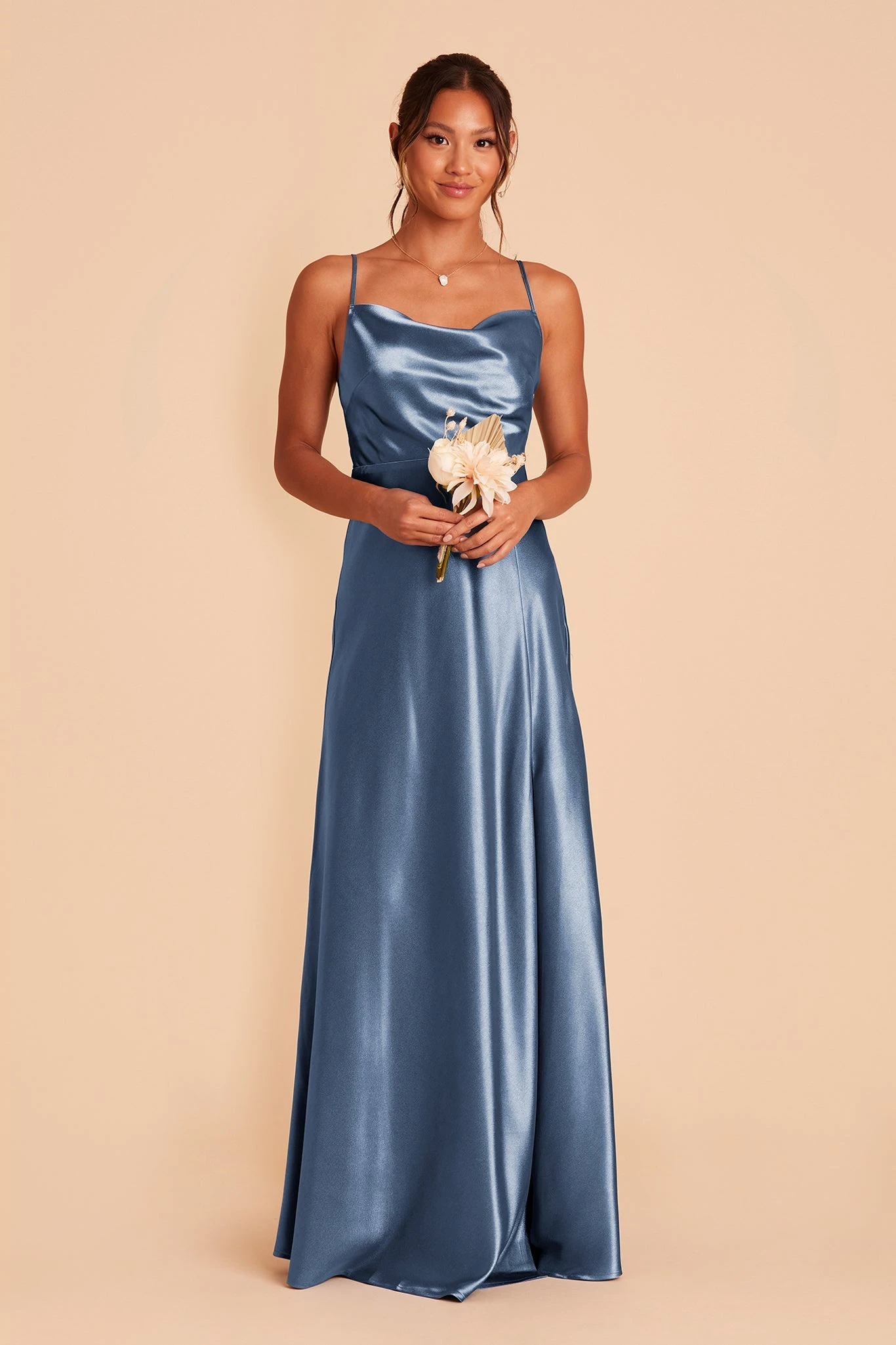 Lisa Long Shiny Satin Dress - Twilight 7 Lisa Long Shiny Satin Dress - Twilight - Image 5