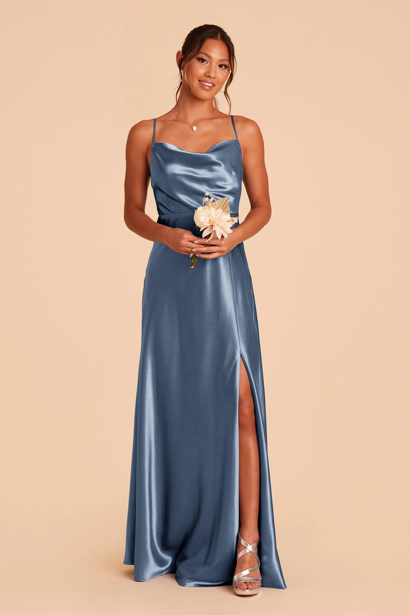 Lisa Long Shiny Satin Dress - Twilight 8 Lisa Long Shiny Satin Dress - Twilight - Image 6