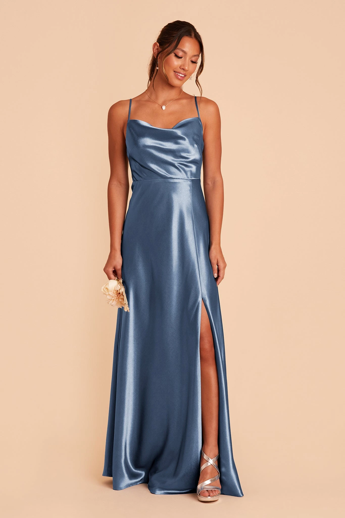 Lisa Long Shiny Satin Dress - Twilight 9 Lisa Long Shiny Satin Dress - Twilight - Image 7