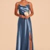 Lisa Long Shiny Satin Dress - Twilight