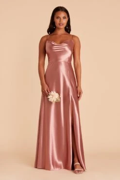 Lisa Long Shiny Satin Dress - Desert Rose 17 Lisa Long Shiny Satin Dress - Desert Rose -Elegance Bridal Store BIRDY GREY LISA LONG SATIN BRIDESMAID DRESS DESERT ROSE 02