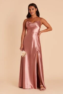 Lisa Long Shiny Satin Dress - Desert Rose 15 Lisa Long Shiny Satin Dress - Desert Rose -Elegance Bridal Store BIRDY GREY LISA LONG SATIN BRIDESMAID DRESS DESERT ROSE 03