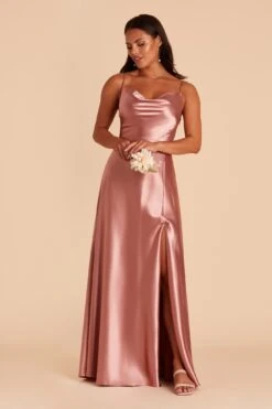 Lisa Long Shiny Satin Dress - Desert Rose 18 Lisa Long Shiny Satin Dress - Desert Rose -Elegance Bridal Store BIRDY GREY LISA LONG SATIN BRIDESMAID DRESS DESERT ROSE 04