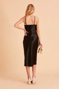 Lisa Shiny Satin Midi Dress - Black -Elegance Bridal Store BIRDY GREY LISA MIDI BRIDESMAID DRESS BLACK 04