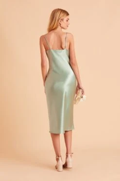 Lisa Shiny Satin Midi Dress - Sage -Elegance Bridal Store BIRDY GREY LISA MIDI BRIDESMAID DRESS SAGE 04