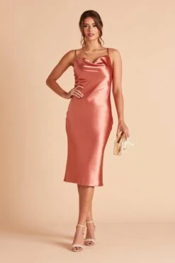 Lisa Shiny Satin Midi Dress - Terracotta 18 Lisa Shiny Satin Midi Dress - Terracotta -Elegance Bridal Store BIRDY GREY LISA MIDI BRIDESMAID DRESS TERRACOTTA 06