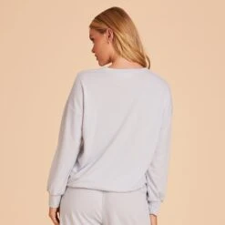 Crew Neck Sweatshirt - Dusty Blue -Elegance Bridal Store BIRDY GREY LOUNGEWEAR CREWNECK DUSTY BLUE 03
