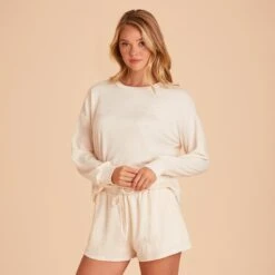 Crew Neck Sweatshirt - Vanilla Cream 23 Crew Neck Sweatshirt - Vanilla Cream -Elegance Bridal Store BIRDY GREY LOUNGEWEAR CREWNECK VANILLA CREAM 05