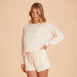 Crew Neck Sweatshirt - Vanilla Cream 19 Crew Neck Sweatshirt - Vanilla Cream -Elegance Bridal Store BIRDY GREY LOUNGEWEAR CREWNECK VANILLA CREAM 06