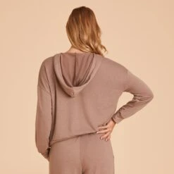 Zip Up Hoodie - Cocoa -Elegance Bridal Store BIRDY GREY LOUNGEWEAR HOODIE COCOA 03