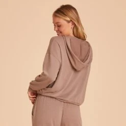 Zip Up Hoodie - Cocoa -Elegance Bridal Store BIRDY GREY LOUNGEWEAR HOODIE COCOA 04