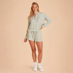 Zip Up Hoodie - Sage -Elegance Bridal Store BIRDY GREY LOUNGEWEAR HOODIE SAGE 01