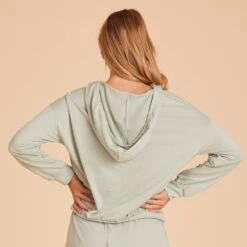 Zip Up Hoodie - Sage -Elegance Bridal Store BIRDY GREY LOUNGEWEAR HOODIE SAGE 03