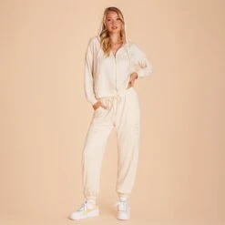 Zip Up Hoodie - Vanilla Cream -Elegance Bridal Store BIRDY GREY LOUNGEWEAR HOODIE VANILLA CREAM 02