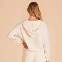 Zip Up Hoodie - Vanilla Cream -Elegance Bridal Store BIRDY GREY LOUNGEWEAR HOODIE VANILLA CREAM 03