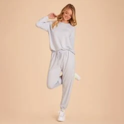 Sweatpants - Dusty Blue -Elegance Bridal Store BIRDY GREY LOUNGEWEAR SWEAT PANTS DUSTY BLUE 02