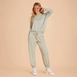 Sweatpants - Sage -Elegance Bridal Store BIRDY GREY LOUNGEWEAR SWEAT PANTS SAGE 01