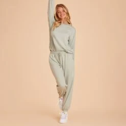 Sweatpants - Sage -Elegance Bridal Store BIRDY GREY LOUNGEWEAR SWEAT PANTS SAGE 02
