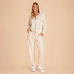 Sweatpants - Vanilla Cream -Elegance Bridal Store BIRDY GREY LOUNGEWEAR SWEAT PANTS VANILLA CREAM 01