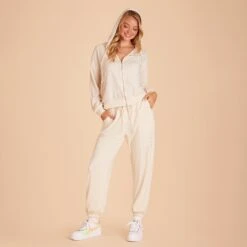 Sweatpants - Vanilla Cream -Elegance Bridal Store BIRDY GREY LOUNGEWEAR SWEAT PANTS VANILLA CREAM 02