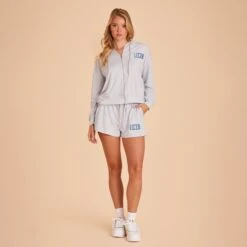 Sweat Shorts - Dusty Blue -Elegance Bridal Store BIRDY GREY LOUNGEWEAR SWEAT SHORTS DUSTY BLUE 01