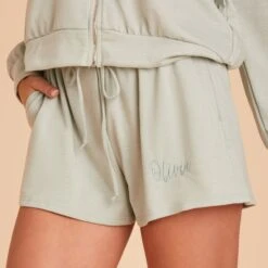 Sweat Shorts - Sage -Elegance Bridal Store BIRDY GREY LOUNGEWEAR SWEAT SHORTS SAGE 05