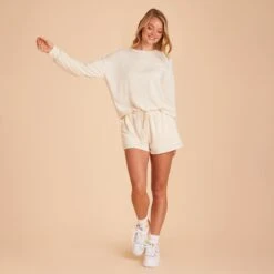 Sweat Shorts - Vanilla Cream -Elegance Bridal Store BIRDY GREY LOUNGEWEAR SWEAT SHORTS VANILLA CREAM 02
