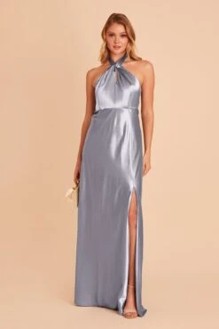 Monica Shiny Satin Dress - Dusty Blue -Elegance Bridal Store BIRDY GREY MONICA BRIDESMAID DRESS DUSTY BLUE 02