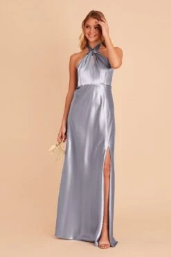 Monica Shiny Satin Dress - Dusty Blue -Elegance Bridal Store BIRDY GREY MONICA BRIDESMAID DRESS DUSTY BLUE 03
