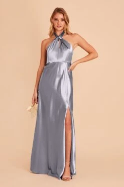 Monica Shiny Satin Dress - Dusty Blue -Elegance Bridal Store BIRDY GREY MONICA BRIDESMAID DRESS DUSTY BLUE 05