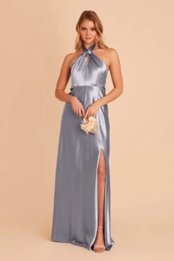 Monica Shiny Satin Dress - Dusty Blue -Elegance Bridal Store BIRDY GREY MONICA BRIDESMAID DRESS DUSTY BLUE 06