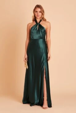 Monica Shiny Satin Dress - Emerald -Elegance Bridal Store BIRDY GREY MONICA BRIDESMAID DRESS EMERALD 01