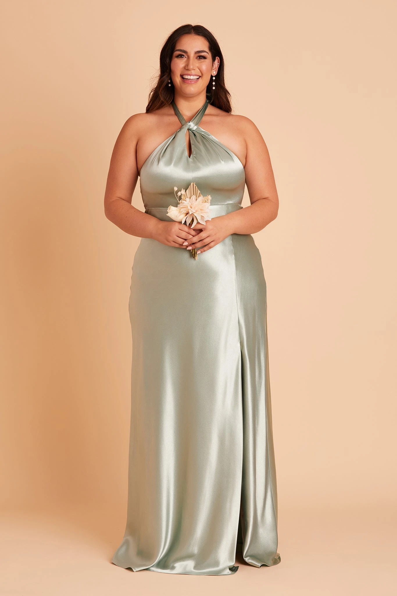 Monica Shiny Satin Dress - Sage 11 Monica Shiny Satin Dress - Sage - Image 9