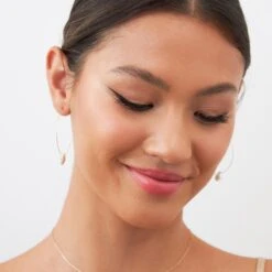 Oceanside Pearl Hoops -Elegance Bridal Store BIRDY GREY OCEANSID L HOOPS GOLD CROPPED RT 01