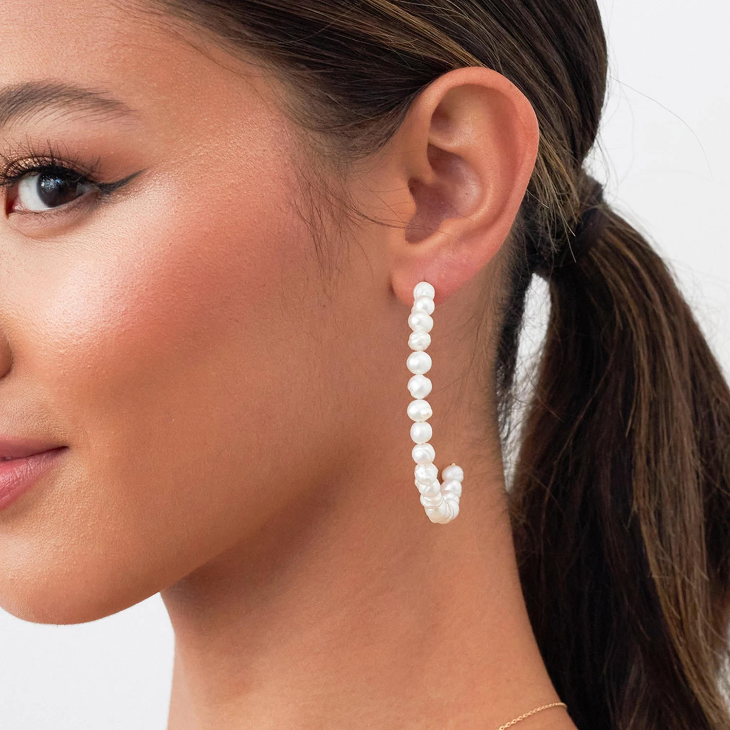 Odessa Freshwater Pearl Hoops 5 Odessa Freshwater Pearl Hoops - Image 3