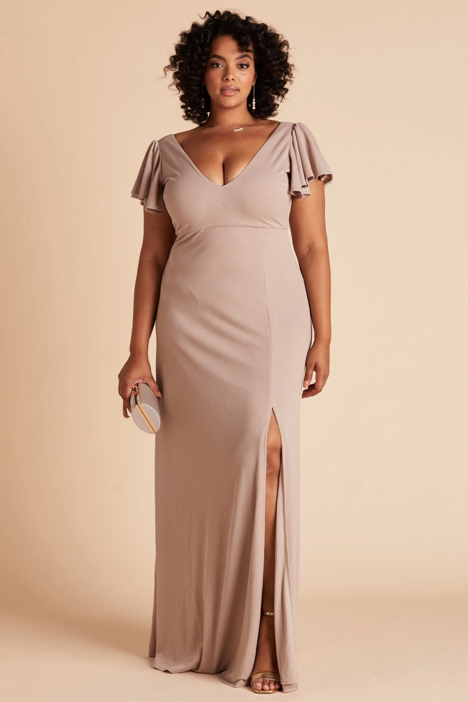 Hannah Crepe Dress - Taupe - Image 4