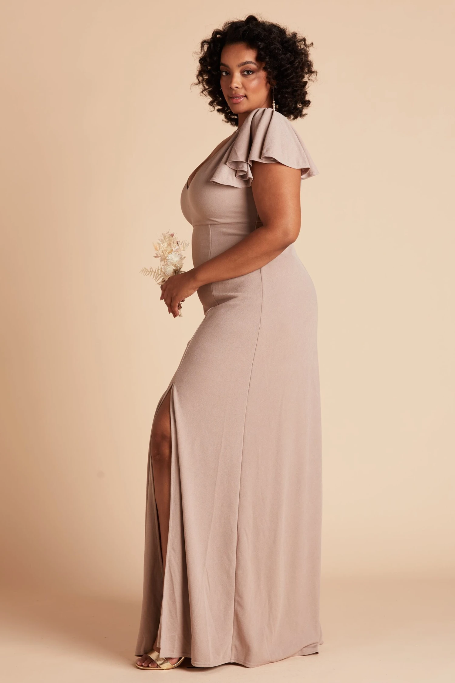 Hannah Crepe Dress - Taupe - Image 2