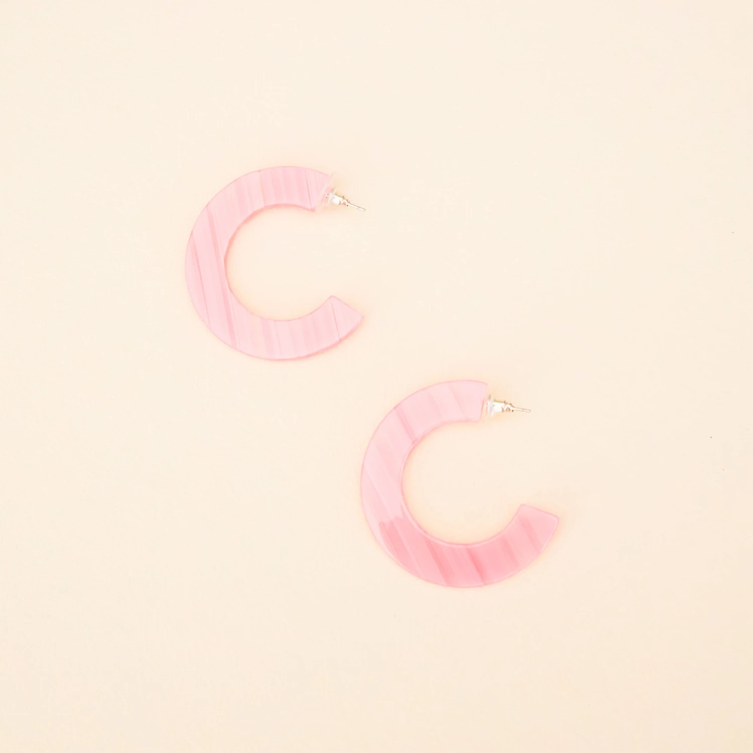 Resin Hoop Earrings - Pink 3 Resin Hoop Earrings - Pink