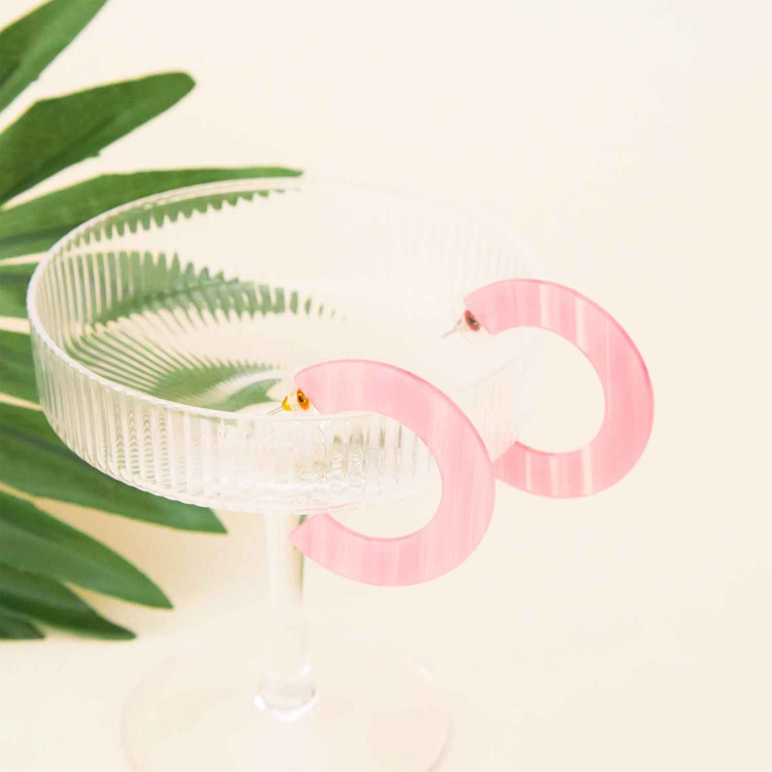 Resin Hoop Earrings - Pink 5 Resin Hoop Earrings - Pink - Image 3