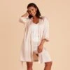 Satin Robe - Blush -Elegance Bridal Store BIRDY GREY SATIN BRIDESMAID ROBE BLUSH 02