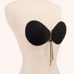 Tie Front Sticky Bra - Black -Elegance Bridal Store BIRDY GREY SEAMLESS STICKY BRA TIE FRONT BLACK 02