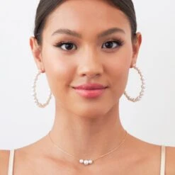 Spokane Pearl Hoops - Large -Elegance Bridal Store BIRDY GREY SPOKANE PEARL HOOP EARRING LARGE CROPPED RT 03