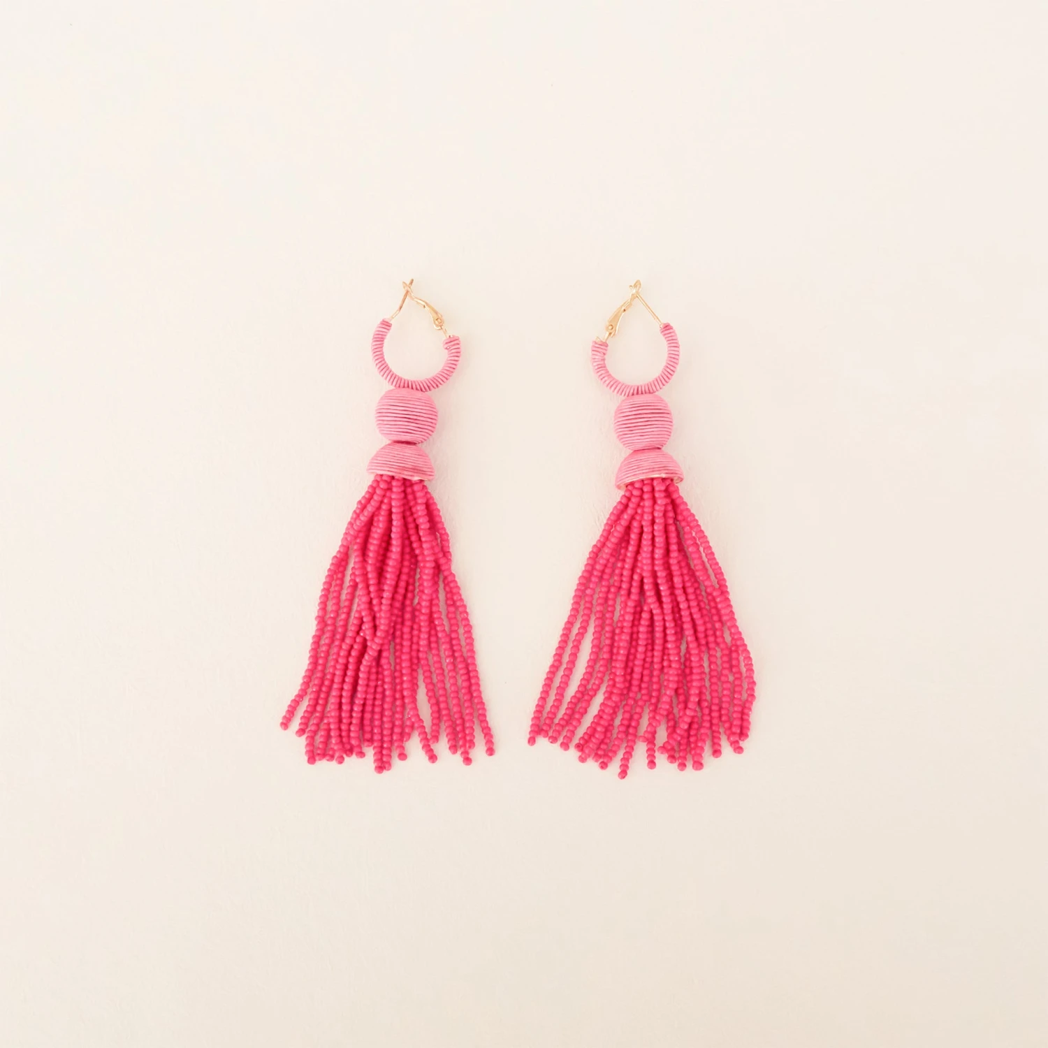 Tassel Earrings - Pink 3 Tassel Earrings - Pink
