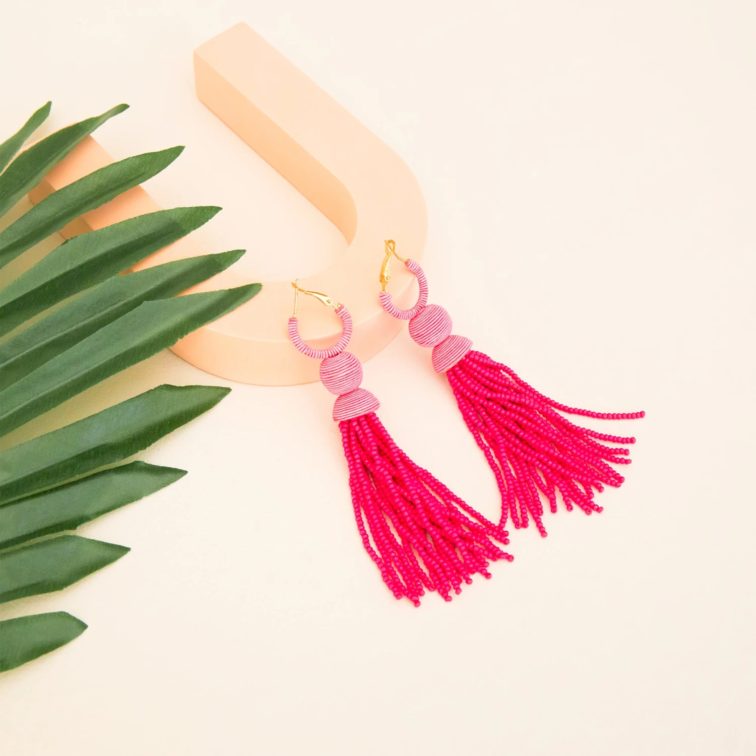 Tassel Earrings - Pink 5 Tassel Earrings - Pink - Image 3