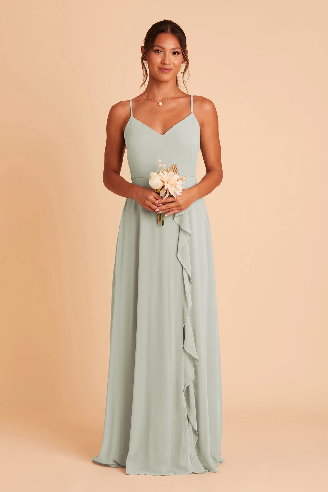 Theresa Chiffon Dress - Sage 3 Theresa Chiffon Dress - Sage